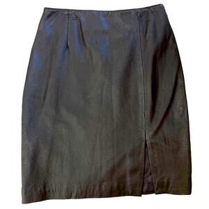 Vintage Leather Skirt,‎ Y2K, Pencil, David Benjamin Dark Chocolate Brown, Size 8